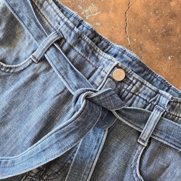 J Crew Paper Bag Jeans Size 26P Belted Strait Leg Denim BX565 High Waist Stretch - Picture 5 of 9